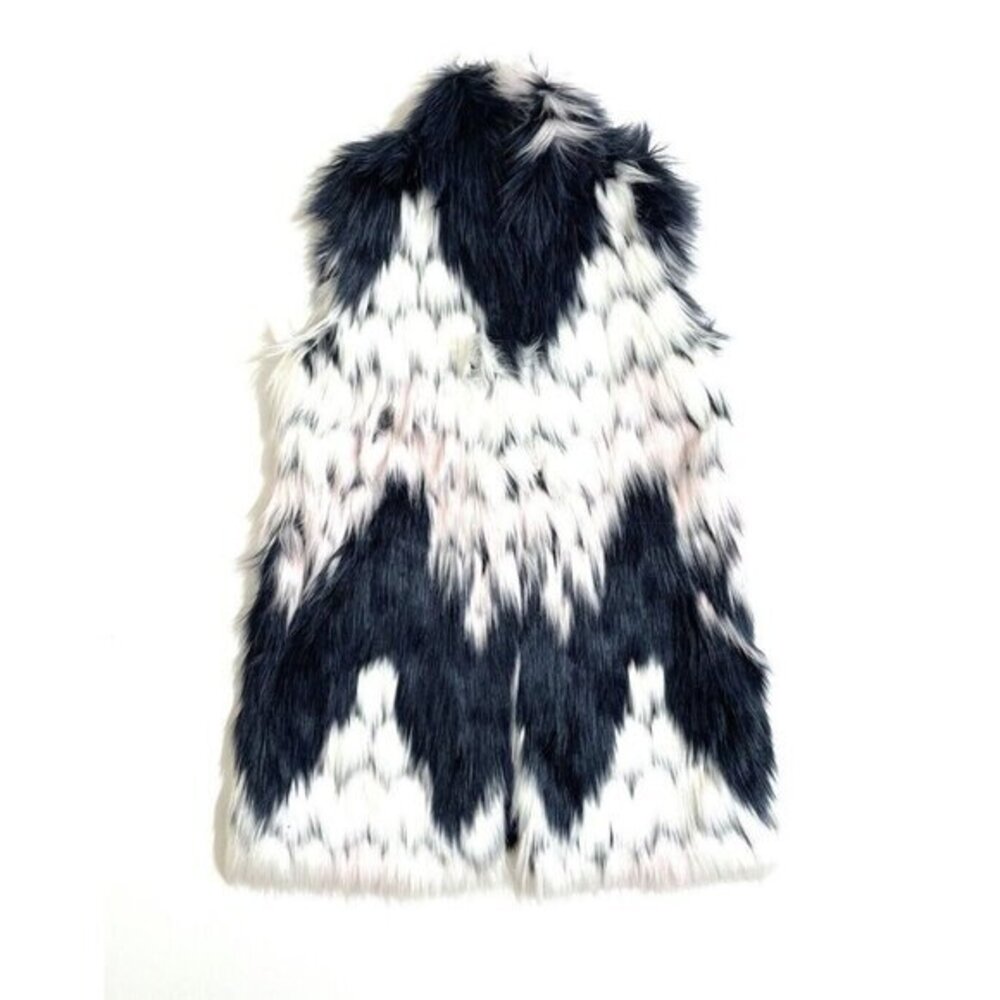 Love Token Winnie Faux Fur Textured White Pink Faux Fur Vest SZ XS New $218